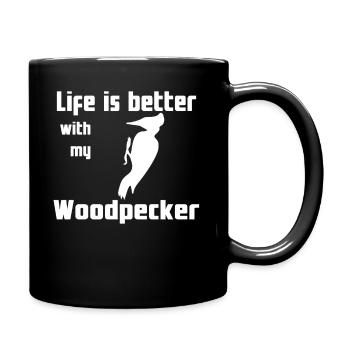 Life Is Better With My Woodpecker - Full Colour Mug - black - Right