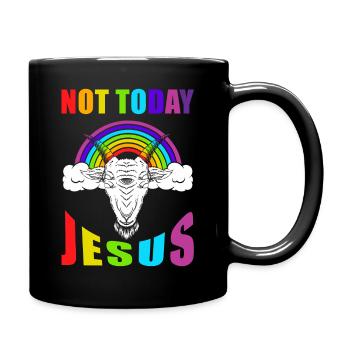 Not today Jesus - Tasse einfarbig - Schwarz - Rechts