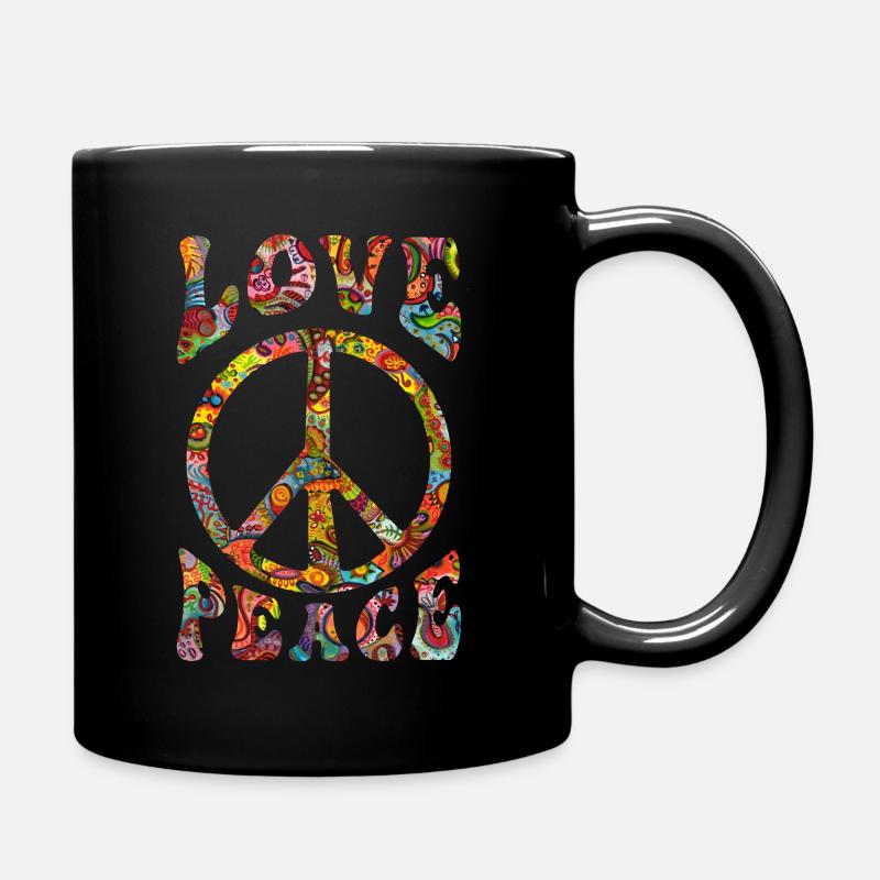Love Peace Zeichen Hippie - Tasse einfarbig - Schwarz