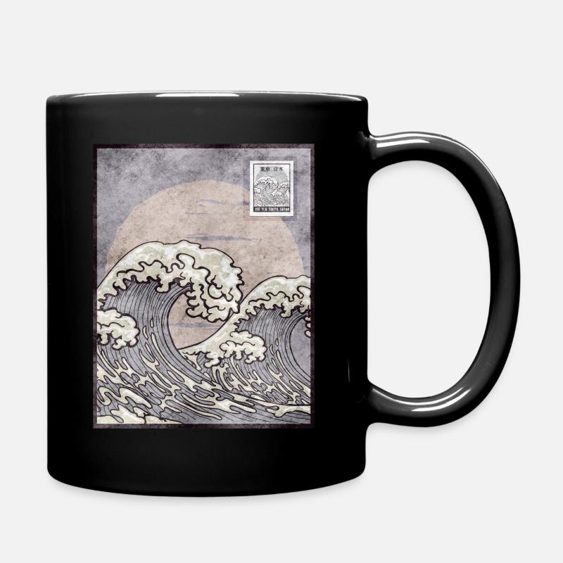 Esthétique japonaise Kanagawa Wave timbre-poste G - Mug uni - noir