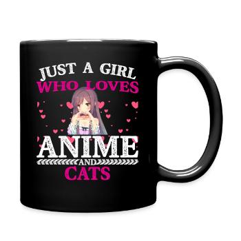I Am Just A Girl Who Loves Anime And Cats - Tasse einfarbig - Schwarz - Rechts