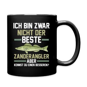 Angeln Angler Zander - Tasse einfarbig - Schwarz - Rechts