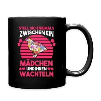 Wachtel Mädchen Wachteln - Tasse einfarbig - Schwarz - Rechts