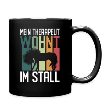 Lustiger Therapeut im Stall Pferd Pferde Geschenk - Tasse einfarbig - Schwarz - Rechts