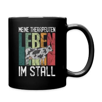 Kühe Therapeut im Stall Kuh Geschenk Landwirt - Tasse einfarbig - Schwarz - Rechts