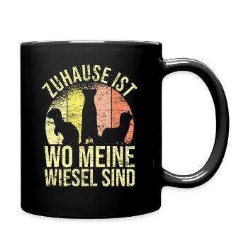 Zuhause ist wo meine Wiesel sind - Tasse einfarbig - Schwarz - Rechts