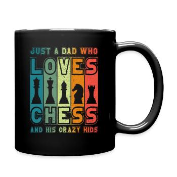 Schachspieler Schach Papa Vater Chess Dad - Tasse einfarbig - Schwarz - Rechts
