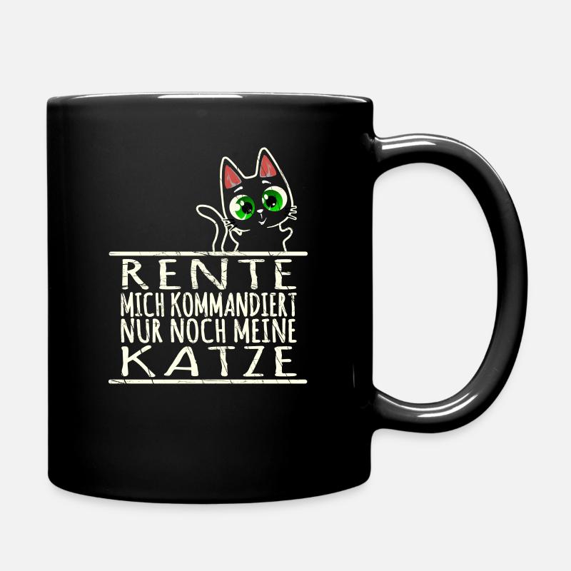 Rente - Katze kommandiert neuer Chef - Tasse einfarbig - Schwarz