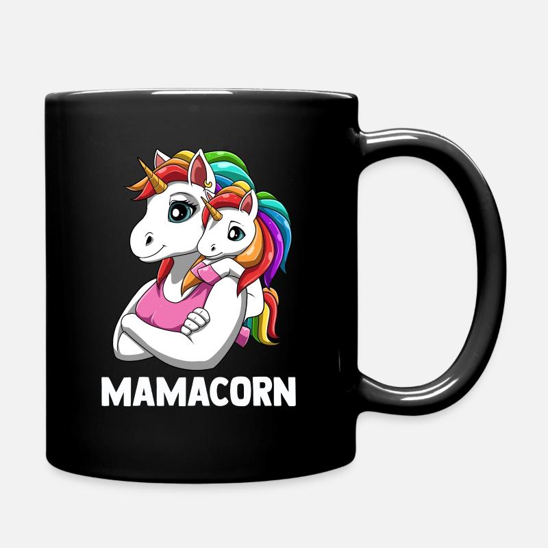 Mamacorn Mutter Baby Tochter Einhörner - Tasse einfarbig - Schwarz