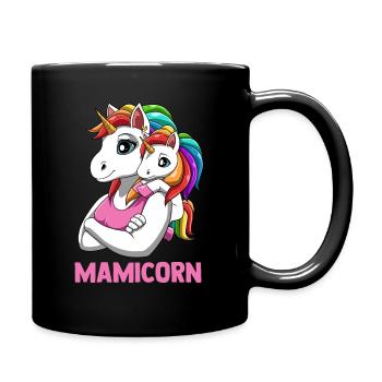 Mamicorn Mutter Tochter Partnerlook Einhörner - Tasse einfarbig - Schwarz - Rechts
