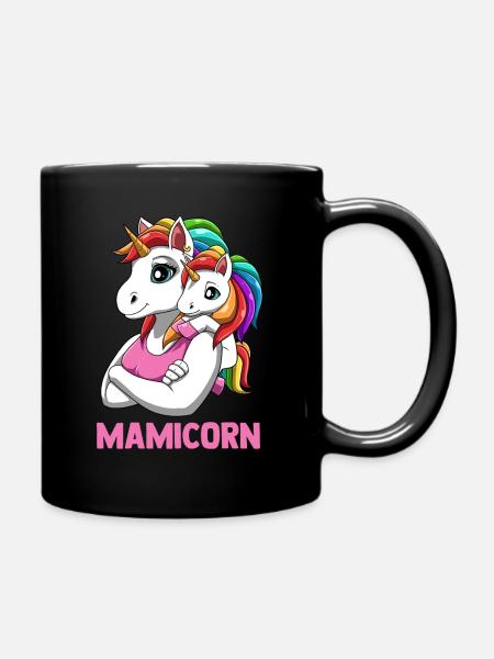 Mamicorn Mutter Tochter Partnerlook Einhörner - Tasse einfarbig - Schwarz