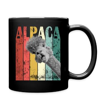 Alpaka Vintage Lama Herz-Liebes-Design-Geschenk - Tasse einfarbig - Schwarz - Rechts
