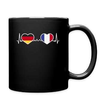 Deutschland Frankreich Herz Liebe Herzlinie - Tasse einfarbig - Schwarz - Rechts