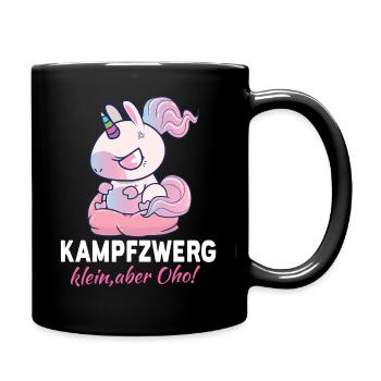 Kampfzwerg Klein aber Oha - Geschenk kleine Frau - Tasse einfarbig - Schwarz - Rechts