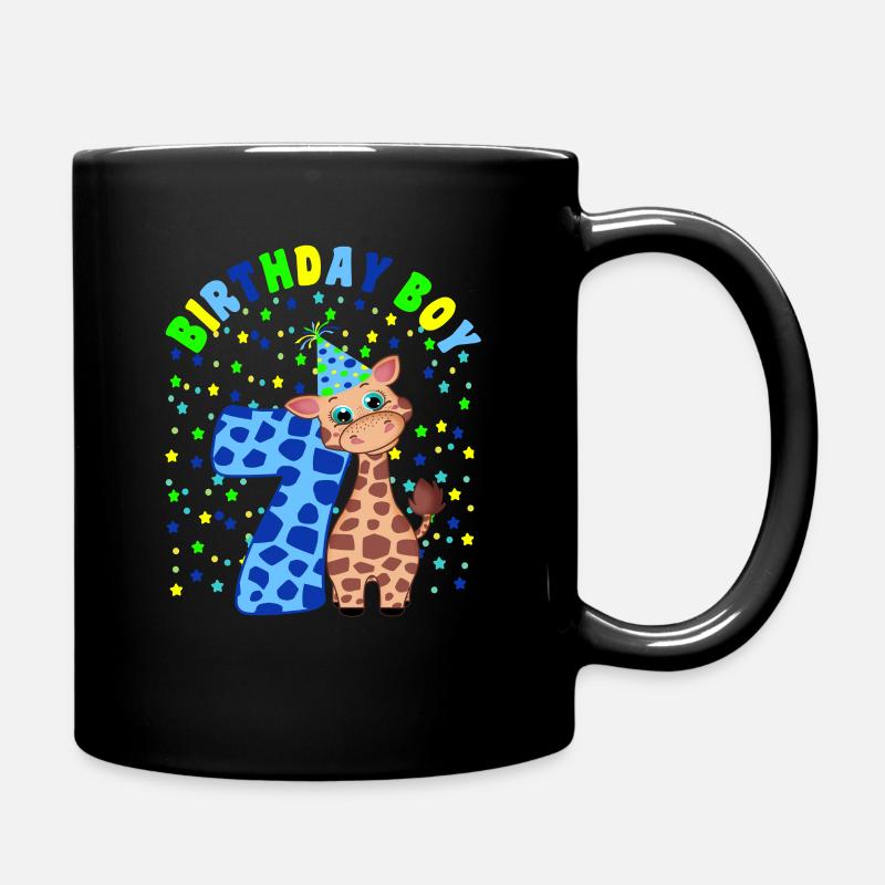 Kinder Geburtstag Junge 7 Jahre Alt Giraffe - Tasse einfarbig - Schwarz