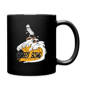 Hefeweizen Welle mit Surfende Weißwurst basst scho - Mug uni - noir - Droite
