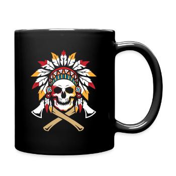 Native American Skull Axe Indigenous - Full Colour Mug - black - Right