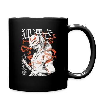 Samurai Warrior Japanischer Kitsune Japan Anime - Tasse einfarbig - Schwarz - Rechts