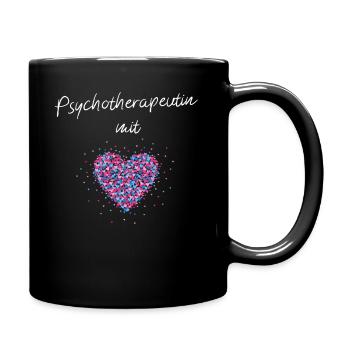 Psychotherapeutin mit Herz Psychaterin - Tasse einfarbig - Schwarz - Rechts