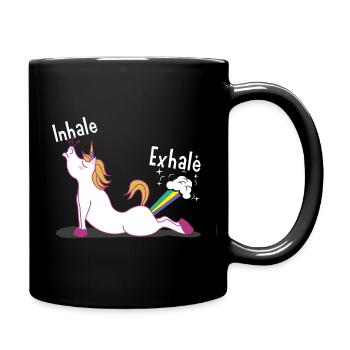 Yoga Einhorn - Tasse einfarbig - Schwarz - Rechts