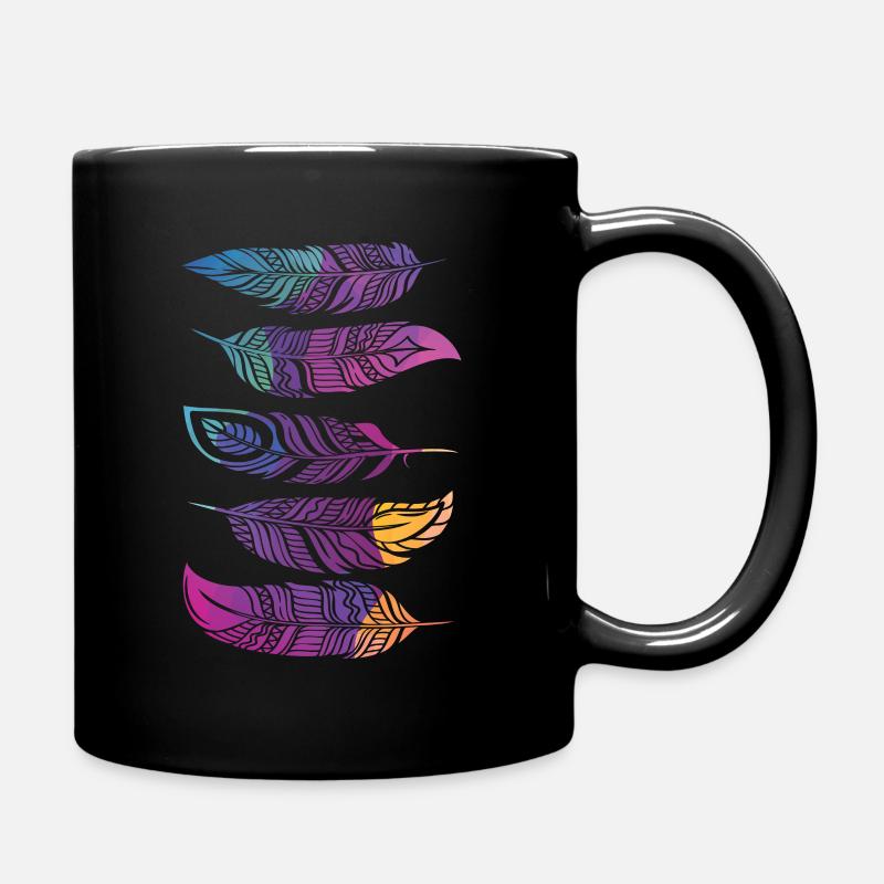 Native American Feather Bunte Indigene - Tasse einfarbig - Schwarz