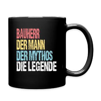 Ehemann Papa Bauherr Held - Tasse einfarbig - Schwarz - Rechts