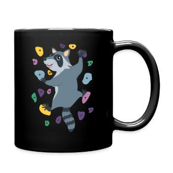 Waschbär Klettern - Tasse einfarbig - Schwarz - Rechts