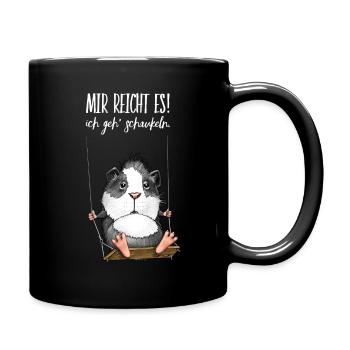 Süßes Meerschweinchen auf Schaukel - Tasse einfarbig - Schwarz - Rechts