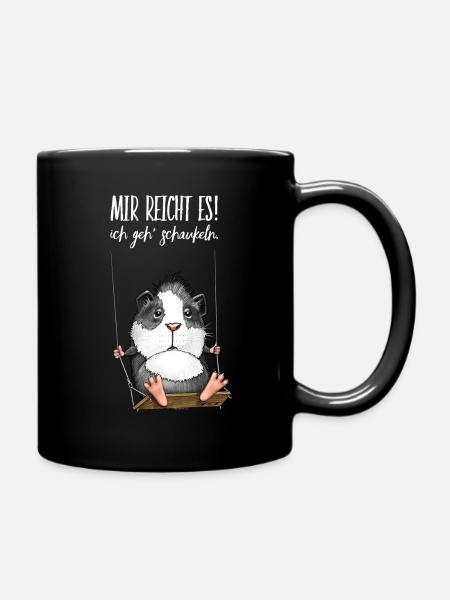 Süßes Meerschweinchen auf Schaukel - Tasse einfarbig - Schwarz