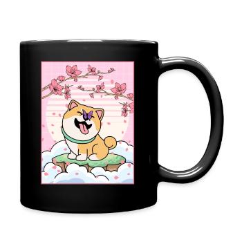 Esthétique japonaise Mignon Shiba Inu Cherry Blossom Gesc - Mug uni - noir - Droite