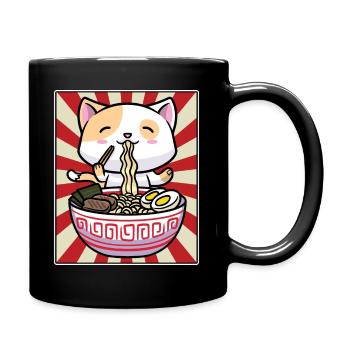 Cute Cat Ramen Noodles Japan - Full Colour Mug - black - Right
