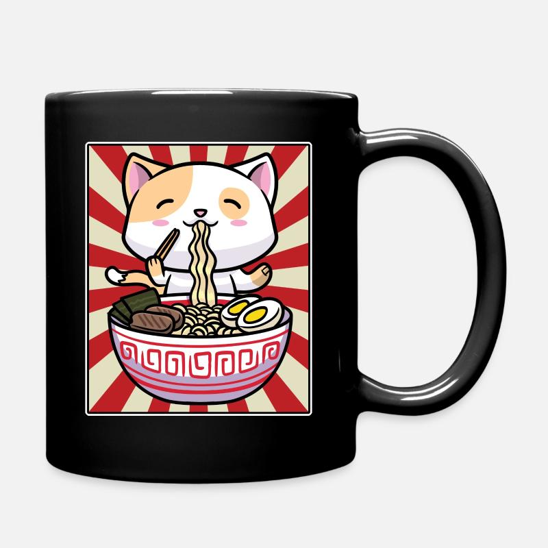 Mignon Cat Ramen Noodles Japon - Mug uni - noir