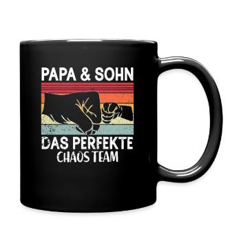 Papa Sohn Vater Papa - Tasse einfarbig - Schwarz - Rechts
