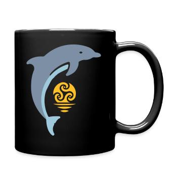 Tribal dolphin - Tasse einfarbig - Schwarz - Rechts