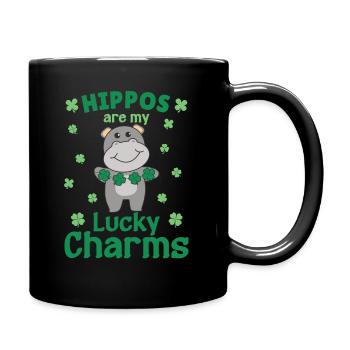 Les hippopotames sont mes porte-bonheur de la Saint-Patrick - Mug uni - noir - Droite