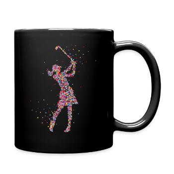 Golf Golfspielerin Golfen Golfplatz - Tasse einfarbig - Schwarz - Rechts
