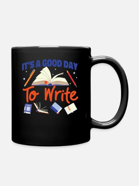Writing Book Novel Writer & - Full Colour Mug - black