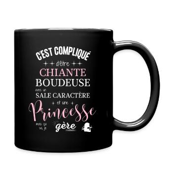 Humour femme chiante chieuse boudeuse et princesse - Mug uni - noir - Droite