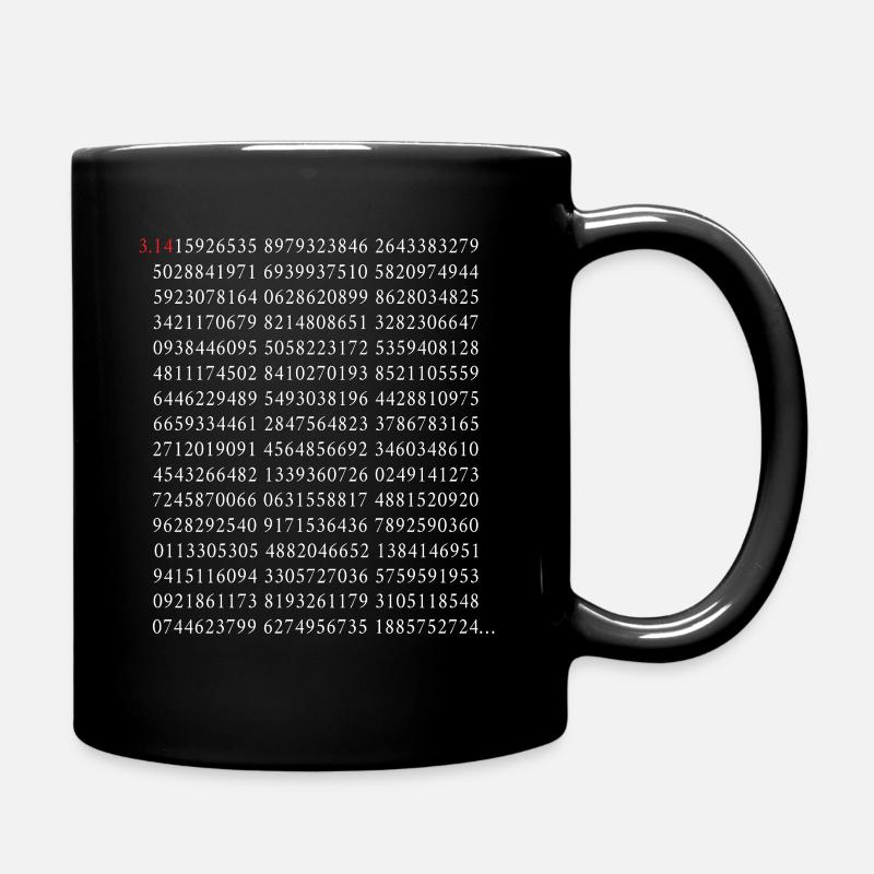Les 500 premiers chiffres du nombre de cercle Pi 3.14 Math - Mug uni - noir