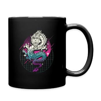 Japanischer Drache Vaporwave Drachen Japan - Tasse einfarbig - Schwarz - Rechts