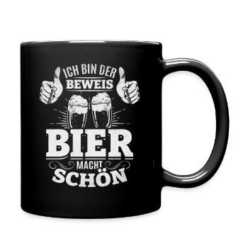 Bier Spruch Ich bin der Beweis Bier macht schön I - Tasse einfarbig - Schwarz - Rechts