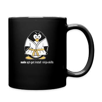 Linux Pinguin installiert seine Ninja Skills mit - Tasse einfarbig - Schwarz - Rechts