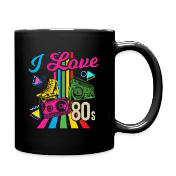 I Love 80s ich liebe die 80ger musik - Tasse einfarbig - Schwarz - Rechts