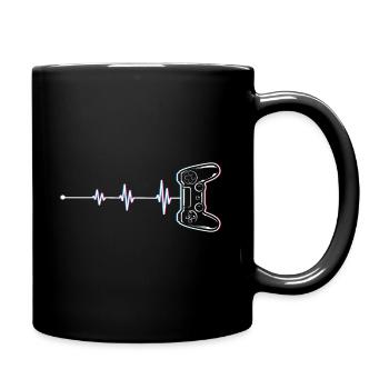 Kids Video Game Geek Controller Gamer Heartbeat - Full Colour Mug - black - Right