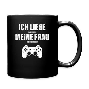Ich Liebe Meine Frau Zocken Gaming Valentinstag - Tasse einfarbig - Schwarz - Rechts