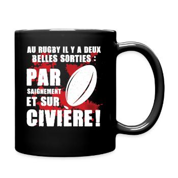 Cadeau rugby citation message sang guerre combat - Mug uni - noir - Droite