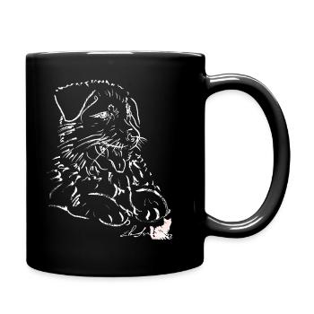 Berger Allemand chiot BLANC - Mug uni - noir - Droite