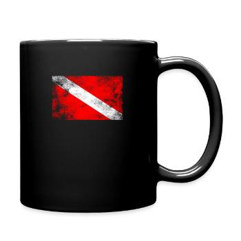 Taucherflagge Tauchen Flagge Taucher Geschenk - Tasse einfarbig - Schwarz - Rechts