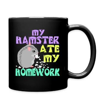 Hamster fressen - Tasse einfarbig - Schwarz - Rechts