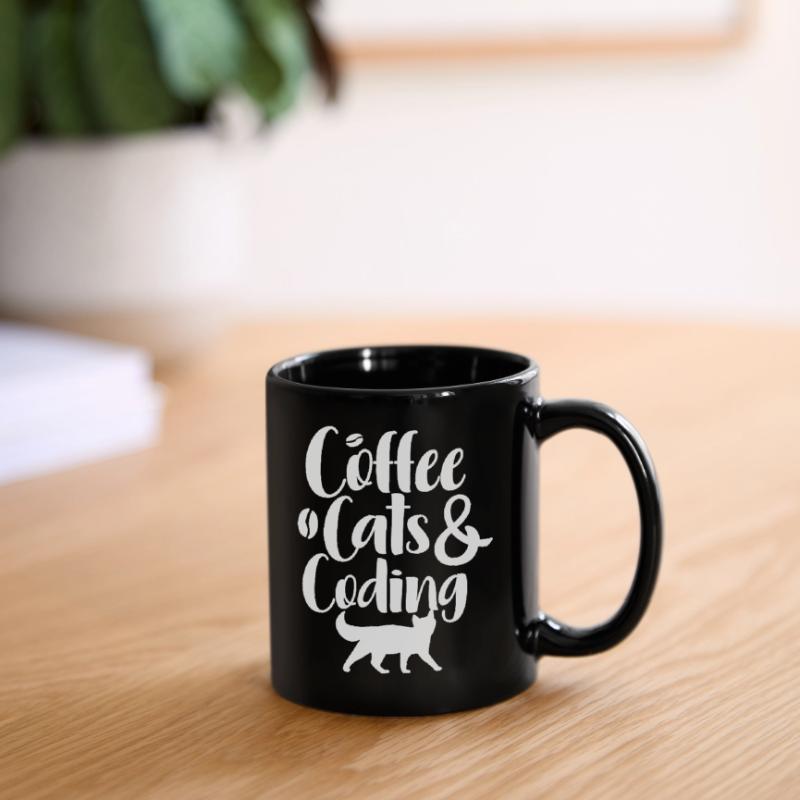 Coffee Cats And Coding Tasse einfarbig